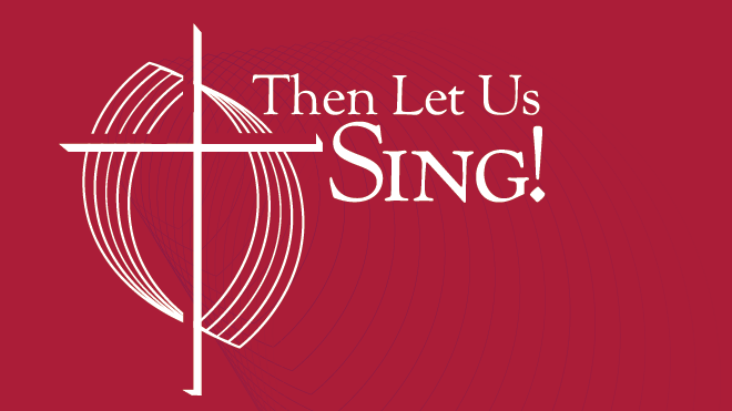 Then Let Us Sing! Logo with crest and cross outlines