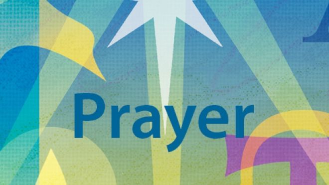 banner with Prayer on the ACE season colours of blue and green