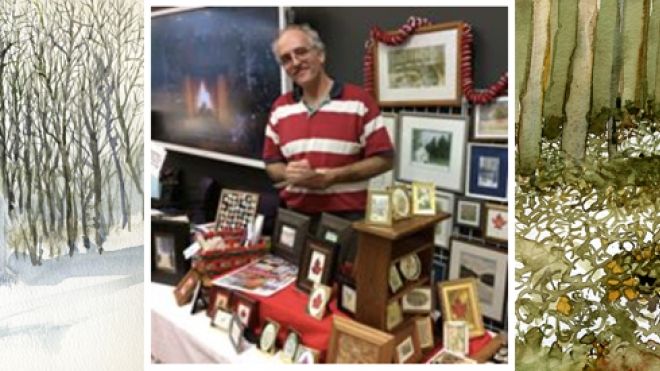 Image of Ian Ball, with art and outdoor landscapes