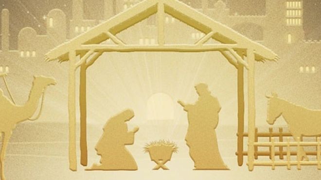 Nativity scene all in gold shading