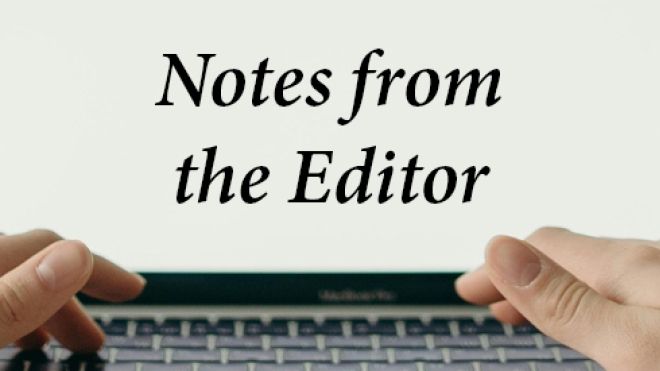 Notes from the Editor written on laptop screen