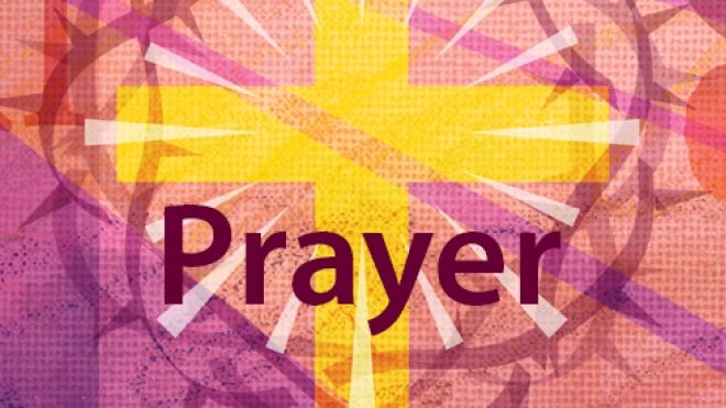 Lent Easter Prayer Banner in purples and yellow