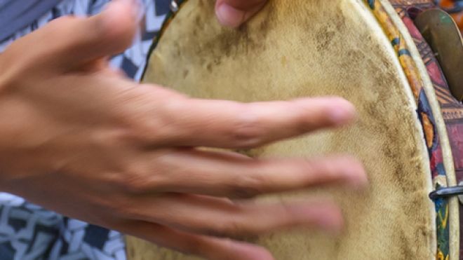 hand on a hand drum
