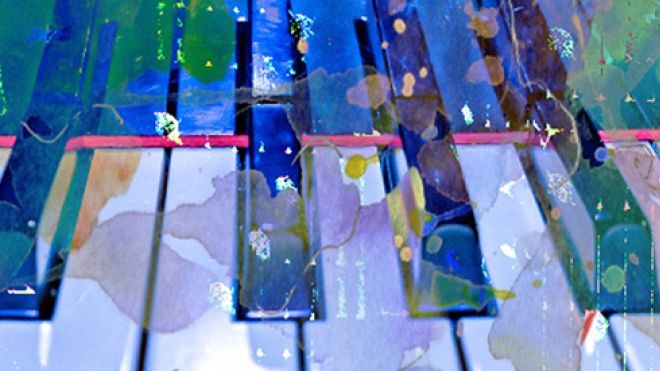 keyboard keys with watercolor paintwash overlay