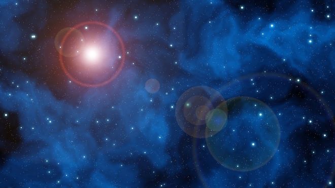 blurry stars and bright rings in space