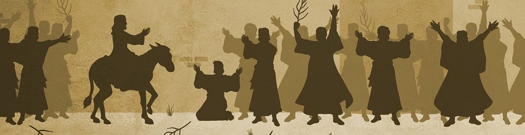 Brown silhouettes and shadow of people waving and kneeling on beige background