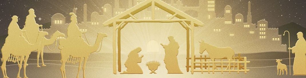 Nativity scene all in gold shading