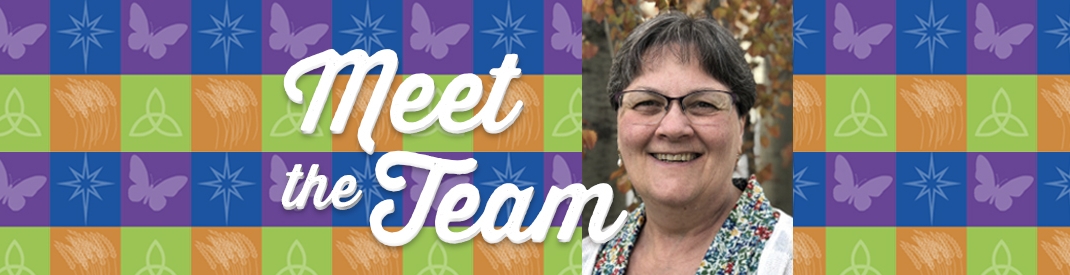 Meet the Team Susan Lukey Susan Lukey on a colourful background