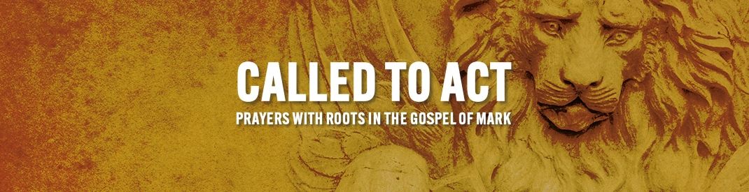 Called to Act Banner, gold background with a lion