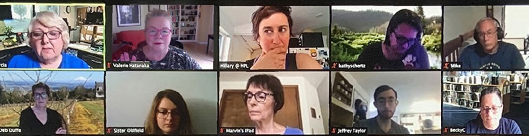 Screenshot of an online video meeting with various participants