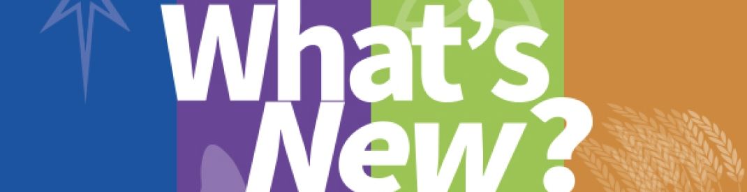 What's New banner with colourful background